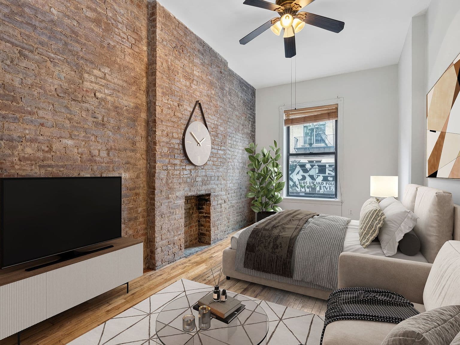 Upper East Side Studio Apartment with Exposed Brick and High Ceilings